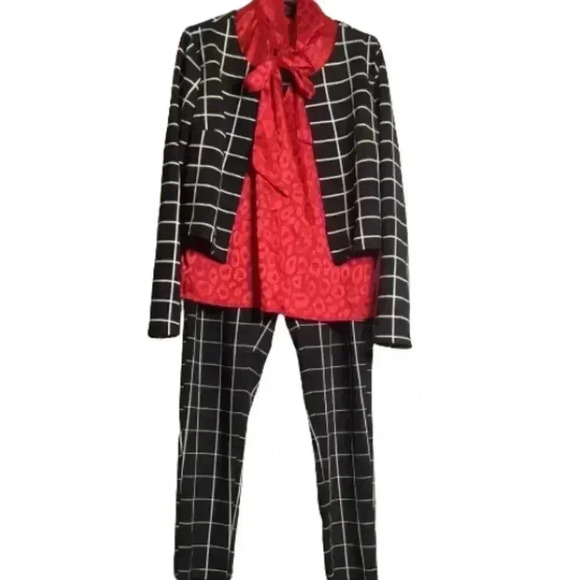 Women's 2 Piece Suit - Black Plaid - Size Medium - Office - Picture 6 of 10